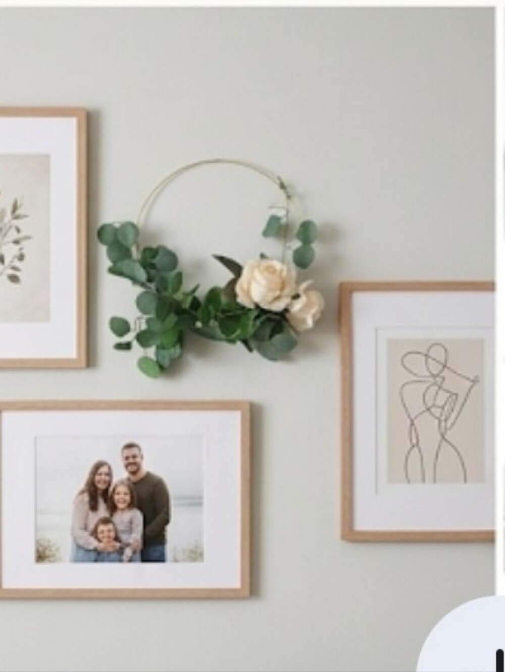 Hand Crafted Eucalyptus Hoop Wreath with Cream Rose